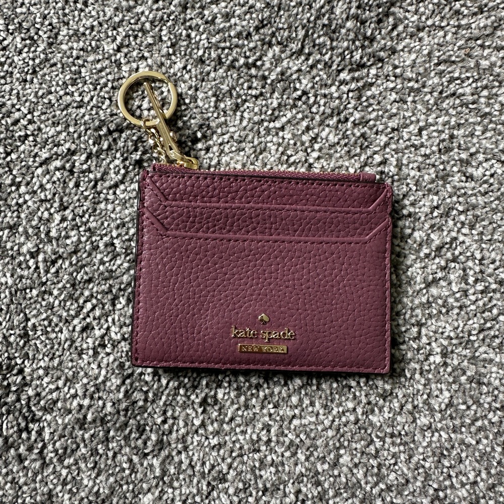 Kate Spade Oakwood Street Lalena Leather Card Case in Plum Berry